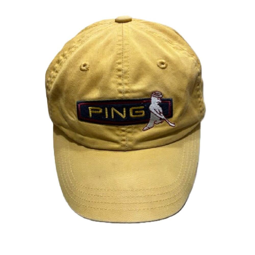 Ping Vintage Logo 100% Cotton Adjustable Golf Hat Yellow BM1